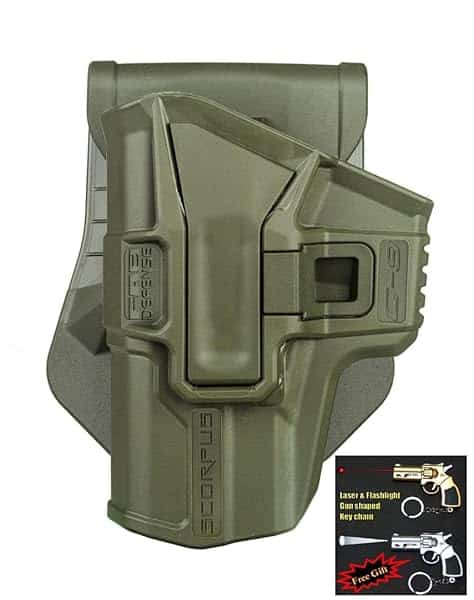 Glock-9-Level-1-Swivel-Holster-PaddleBelt-Left-Handed-By-Fab-Defense-Green-Color-Laser-Flashlight-Gun-Shaped-Key-Ch-B00O6R2GO6