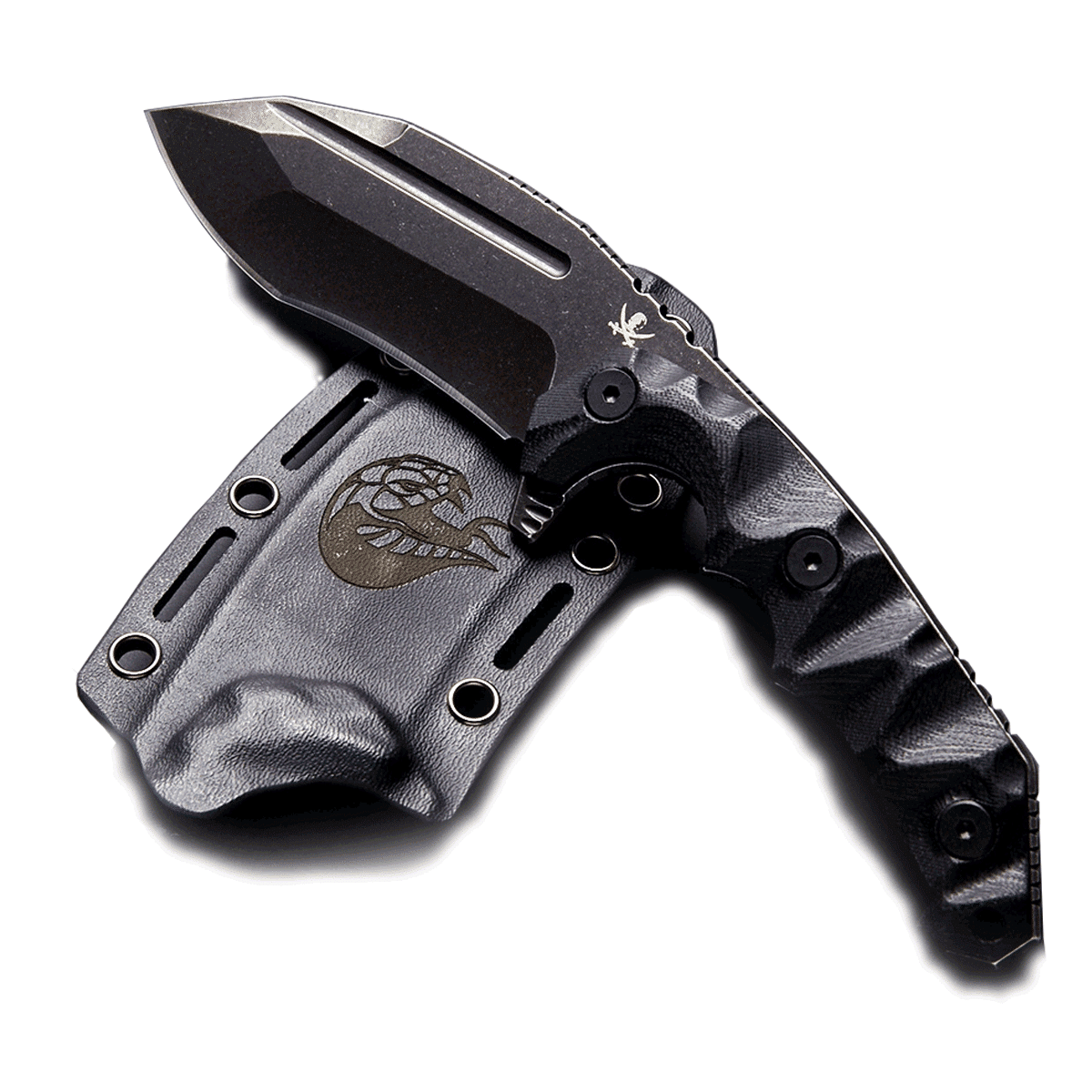 LOTAR COMBAT Black Super Steel Blade 4.2″ Fixed Blade Combat Knife (KOBRA)