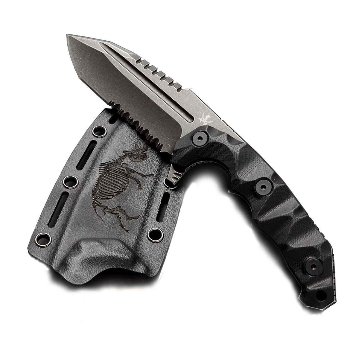 LOTAR COMBAT Black Super Steel Blade 4.3″ Fixed Blade Combat Knife (KARNAFF)