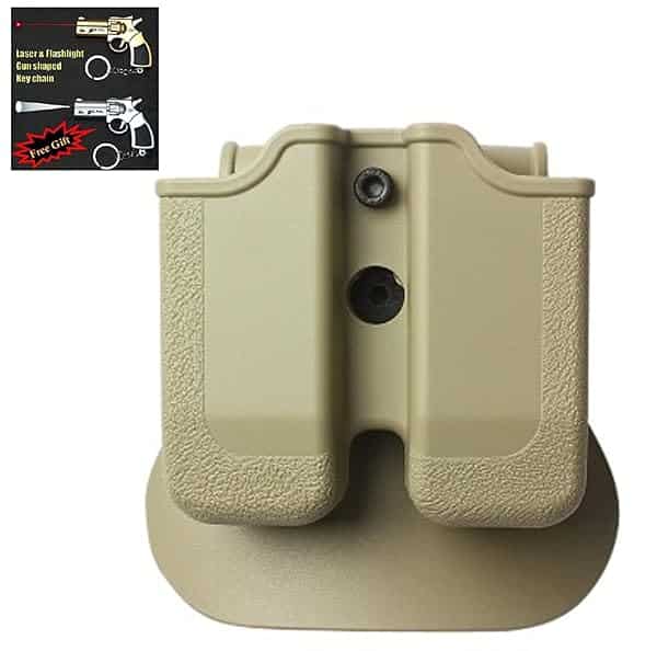IMI-Z2030-MP03-Double-Paddle-Mag-Pouch-for-Beretta-92-96-Llama-82-Laser-Flashlight-Gun-Shaped-Key-Chain-Tan-B00OERHQIY