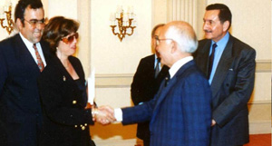 With King Hussein of Jordan at the Royal Palace in Amman
